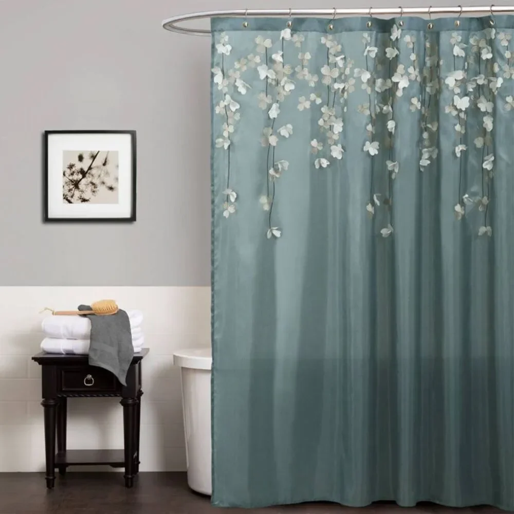 Flower Drops Botanical Shower Curtain - Green - Lush Décor